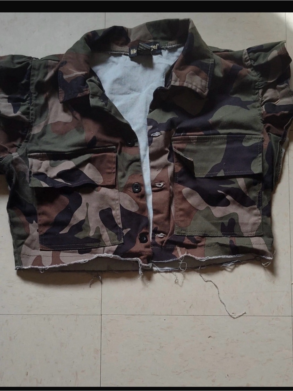 Camouflage Crop Utility Jacket - Green Camo